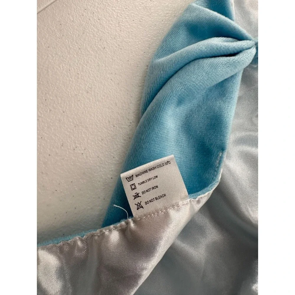 Pro Goleem Blue Dinosaur Baby‎ Lovey Security Blanket Satin Backing Knotted Ends